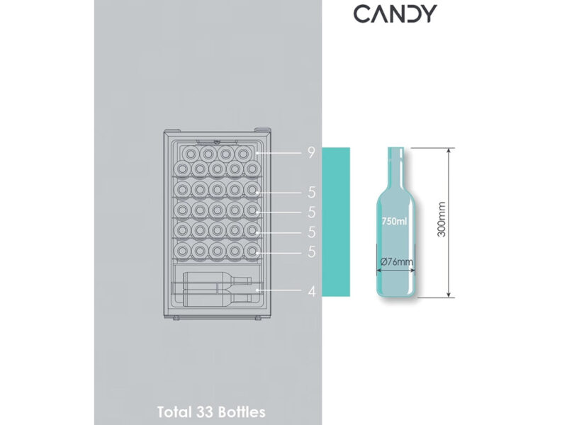 23281 6 Vinska vitrina CANDY CWC033M