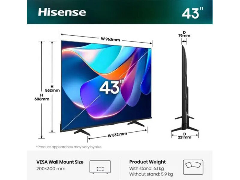 23733 1 TV LED UHD SMART HISENSE 43A6S