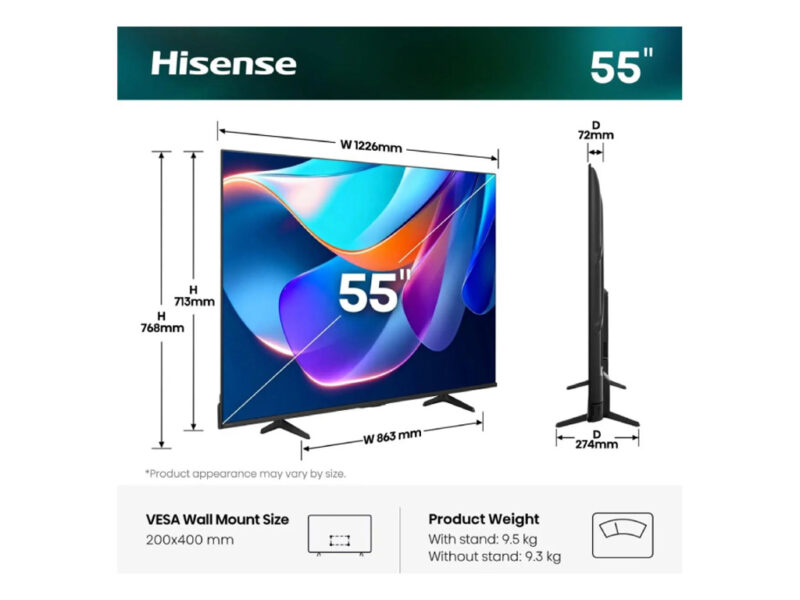 23735 1 TV LED UHD SMART HISENSE 55A6S